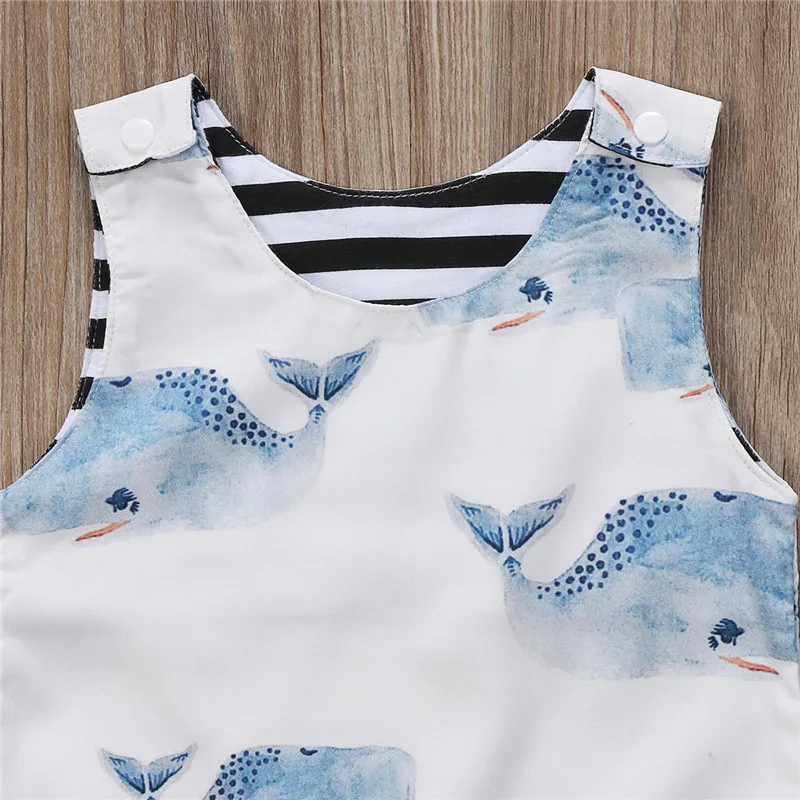 2018 милый комбинезон для новорожденных малышей без рукавов с рисунком Кита