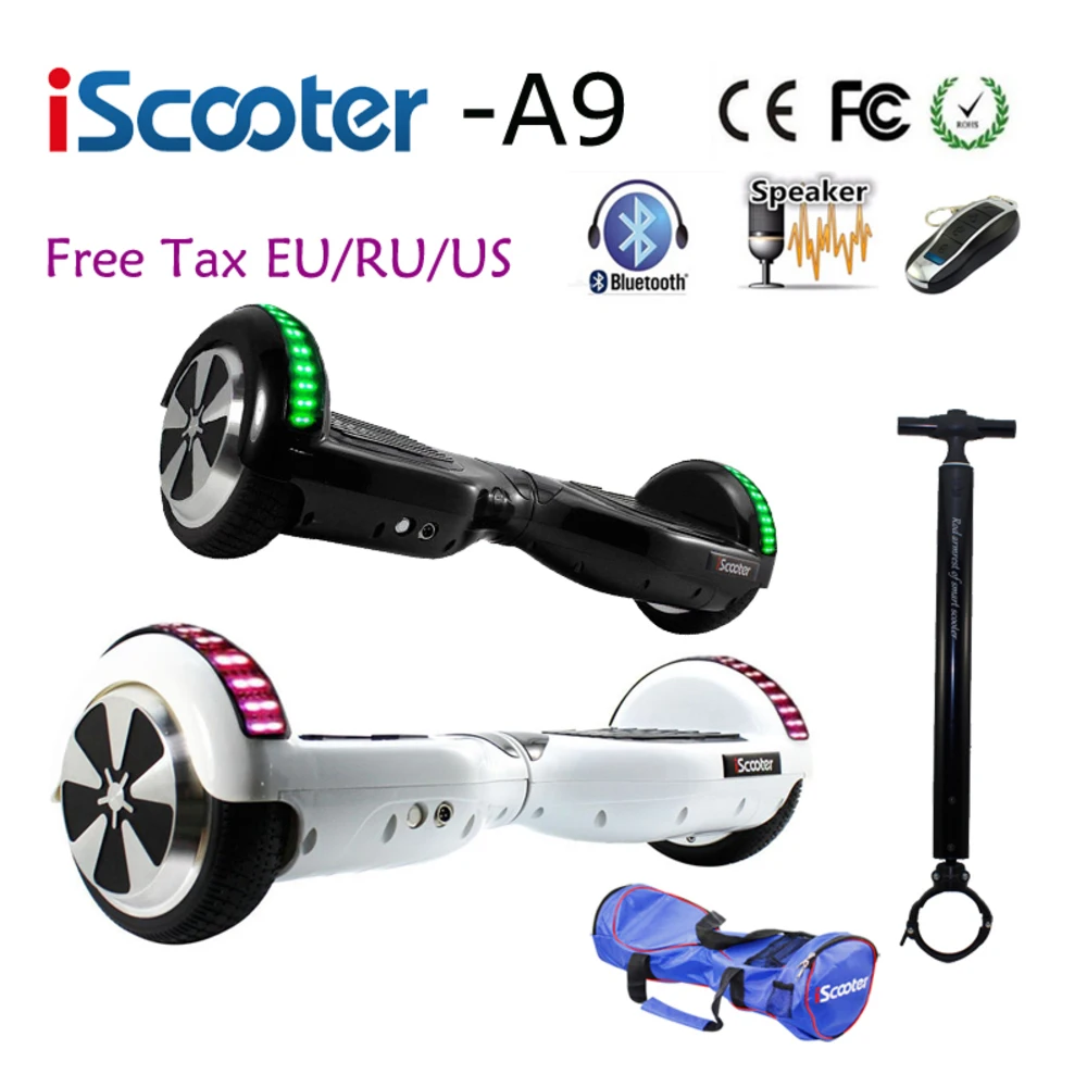 Iscooter 6 5 дюймов Hoverboard Ul2272 Bluetooth Электрический скейтборд рулевое колесо Smart 2 Колеса