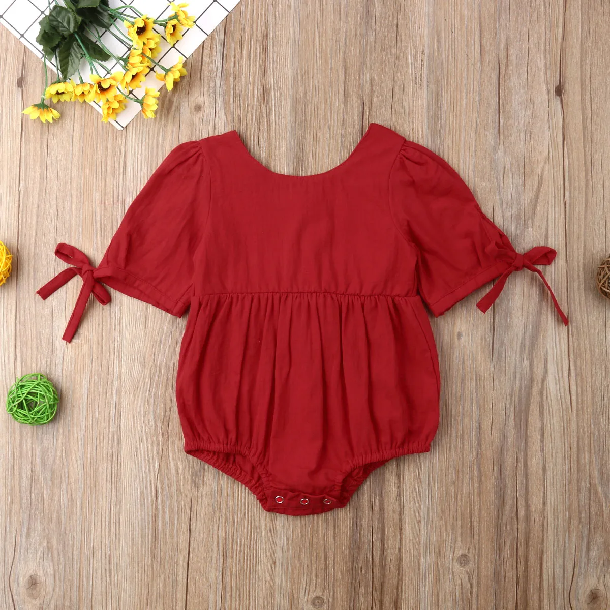 2019 Brand New Newborn Infant Baby Girls Solid Bodysuit Short Sleeve Bowknot Belt Jumpsuit Playsuit Casual Summer Clothes 0-24M | Детская