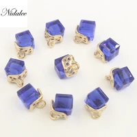 nidalee rhinestone small glass buttons diamante jewel navy clear square shank botone craft for sale coat clothing supplier 10mm
