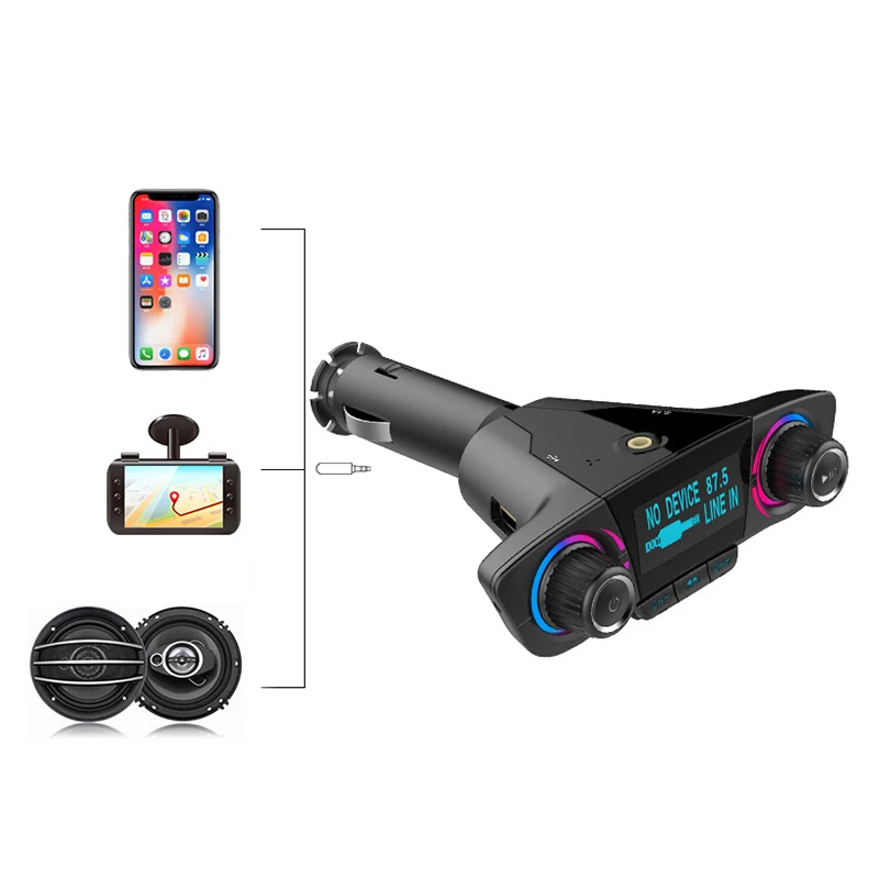 Черная Автомобильная Зажигалка 130*100*35 мм Bluetooth 4 0 fm передатчик mp3 плеер