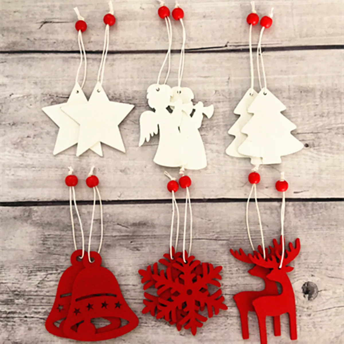 Pack Of 10pcs Wooden Christmas Decoration Ornaments Pendants For Festival Merry Tree | Дом и сад