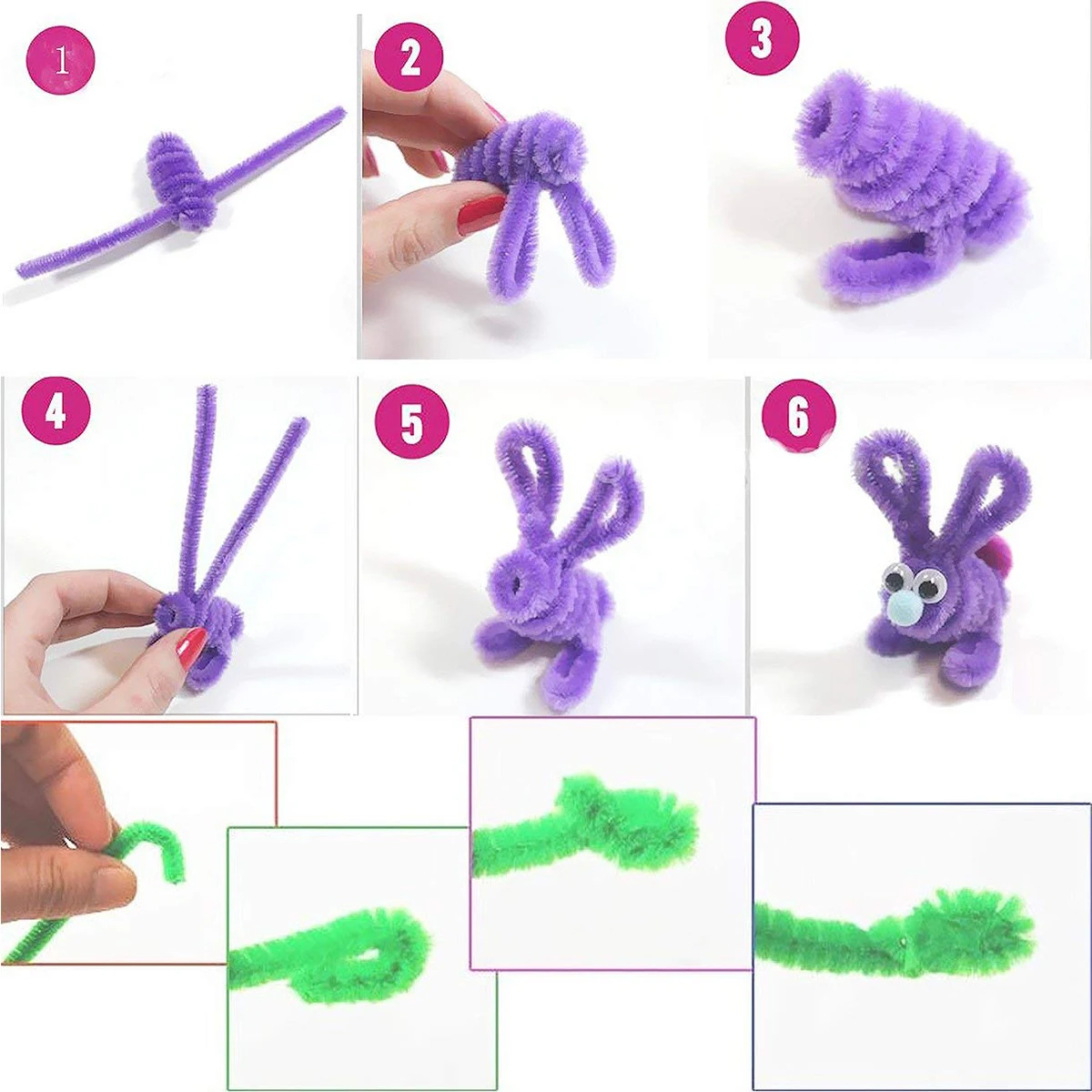 

300 Pcs Pipe Cleaners Chenille Stems 60mm x 300mm, Assorted Colors for DIY Art Craft Decorations