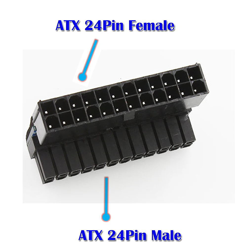Atx 24 Pin Female To Male Прямоугольный адаптер для настольного ПК источник