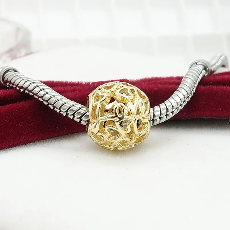 TTBEADS 1 шт серебро/золото любовь Круглый CZ Европейский Шарм бусы подходят 925