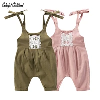 colorful childhood lovely baby girls bowknot halter lace jumpsuit bodysuit toddler bodysuit summer outfit clothes for 0 3t kids