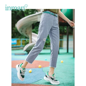INMAN, летние, с высокой талией, в стиле ретро, рваные, корейские, повседневные, тонкие, Женские джинсы-карандаш