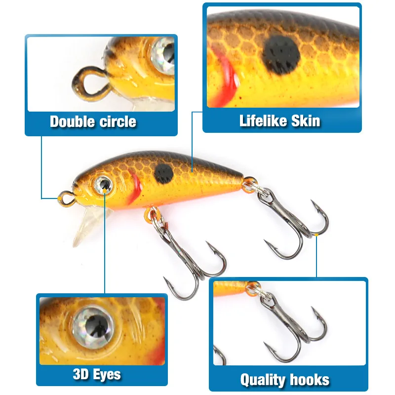10pcs 4g 3.5cm fishing lures hard bait tackle artificial mini lure crankbait isca de pesca wobblers swim | Спорт и развлечения