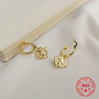korea new style 925 sterling silver dangle earrings for women simple fashion chic gold emboss earrings jewelry dropshipping