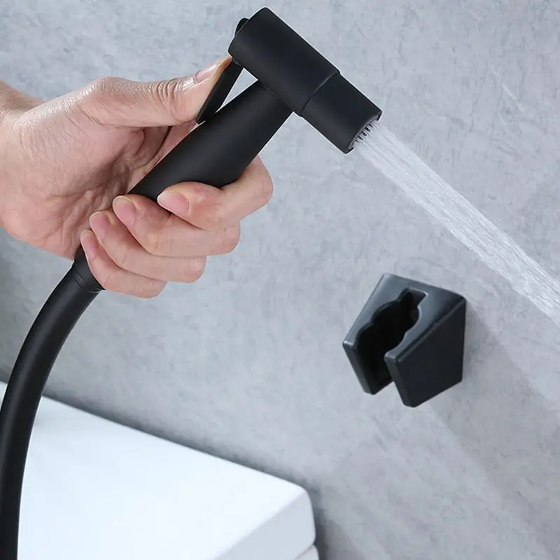 Насадка душа черная для биде с ручным распылителем, головка из нержавеющей стали, гигиеническое отключение аксессуаров для ванной комнаты.