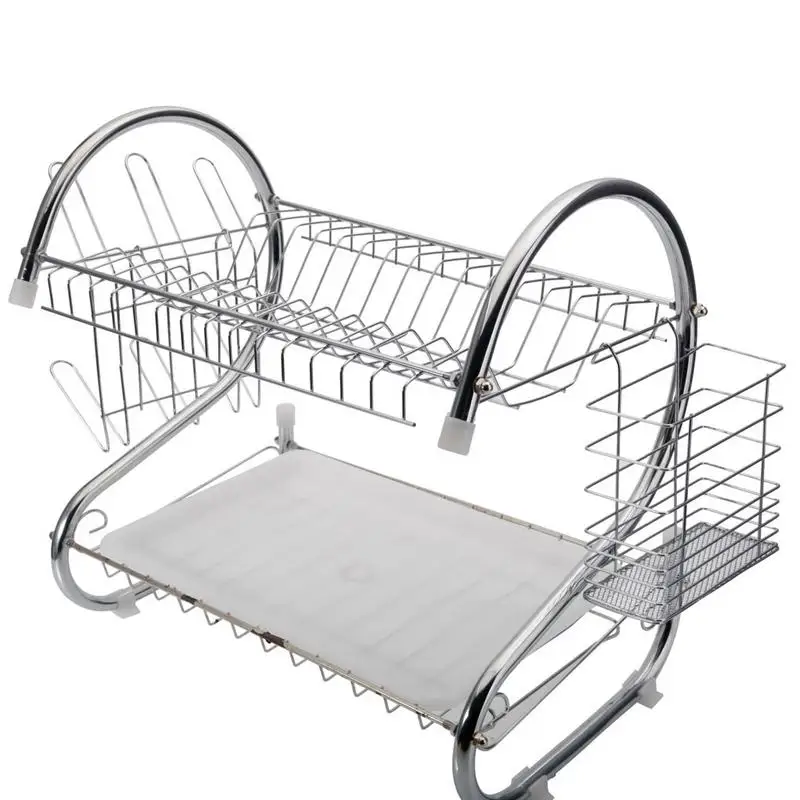 

Multifunctional S-Shaped Dual Layers Bowls Dishes Chopsticks Spoons Collection Shelf Dish Holders Storage Basket Rack Organizer