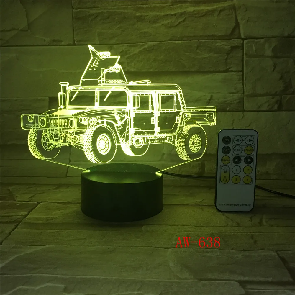3D Vision 7 Colors Changing Car Light Fixtures Led Home Lighting Desk Lamp Bedroom Sleep Decor Vehicle NightLight Gift AW-638 | Лампы и