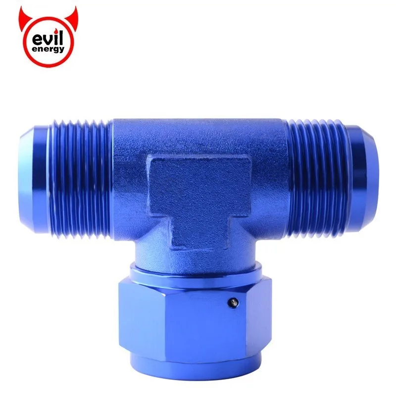 

evil energy AN16 Tee-female Swivel On Side Aluminum Adaptors Flexible Fitting Oil Fuel Hose Connector Blue