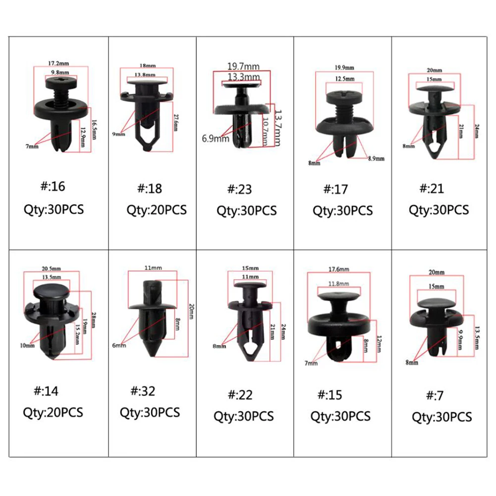 

Encell 280Pcs Auto Push Clips Fasteners Set for Honda Toyota Ford