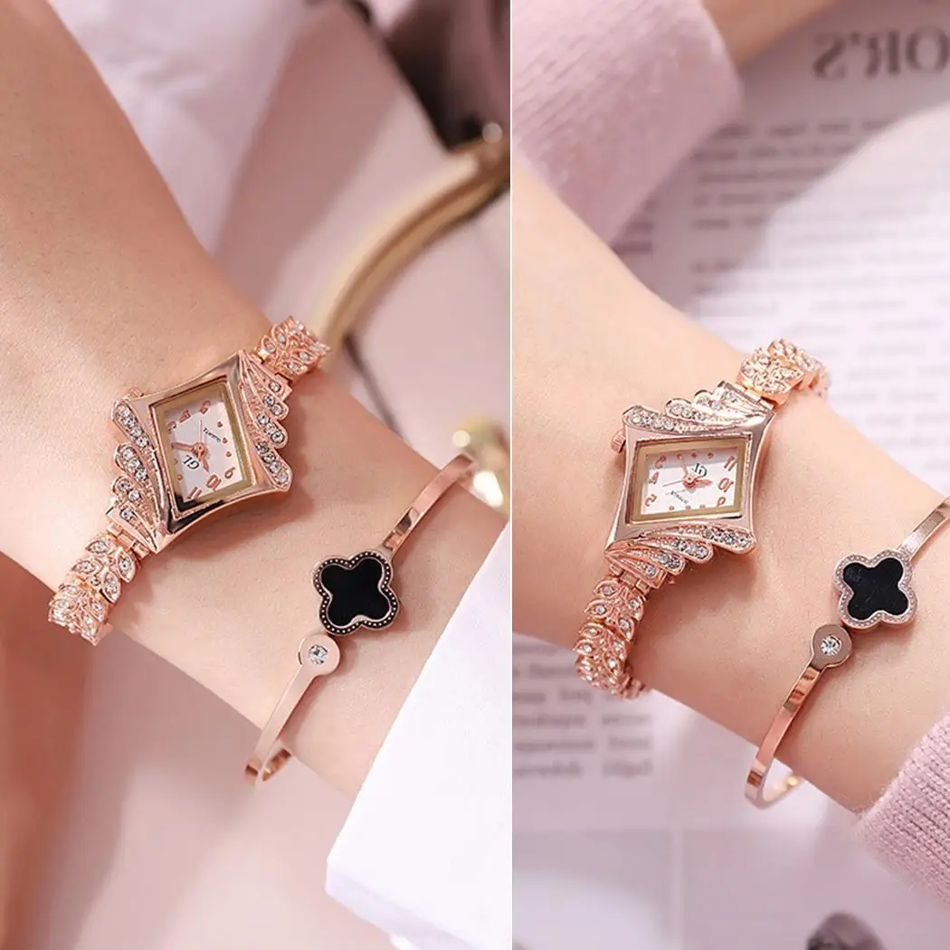 New Women Fashion Lozenge Shape Analog Complete Schedule 9mm Quartz Wrist Watch Bracelet Easy To Read Bangle | Наручные часы