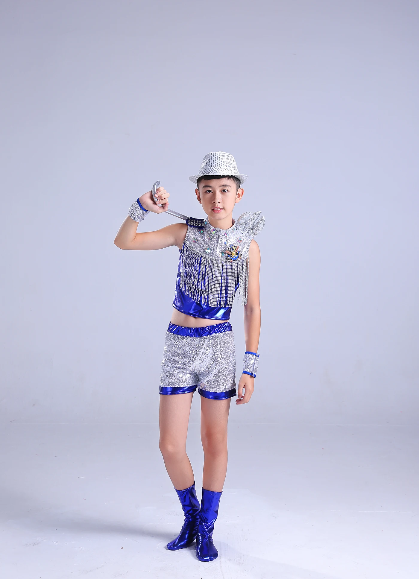 New Sequined Jazz Dance Clothing Hip Hop Suit for Children Costumes Boys and Girls Rave Festival Outfit | Тематическая одежда и