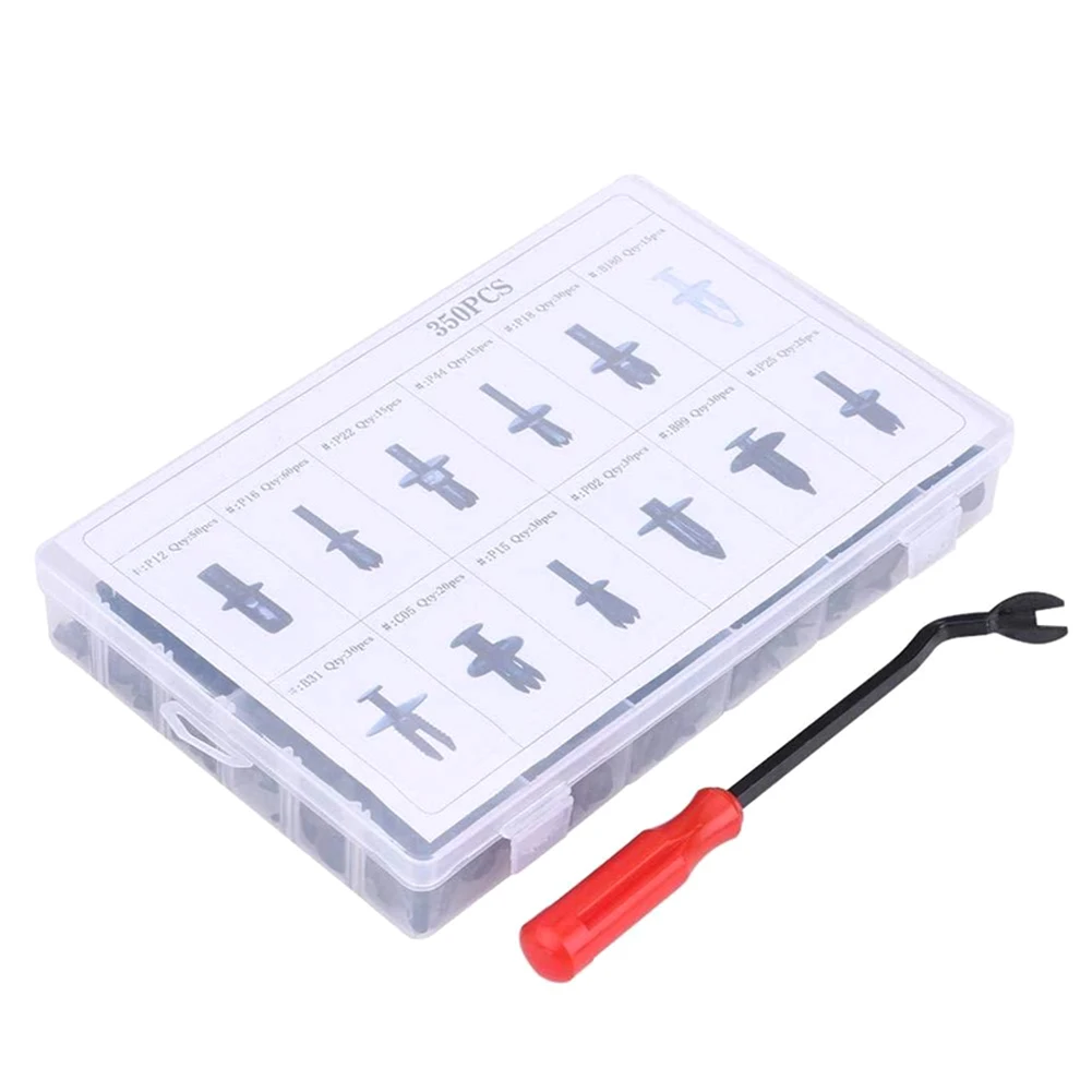 

350Pcs Boxed Car Buckles Car Plastic Buckles Mixed Auto Fasteners Car Bumpers Clips