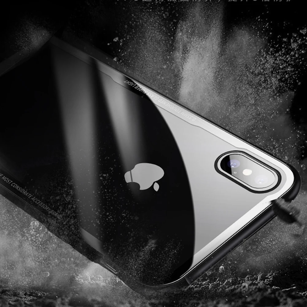 CASEIER 0.7MM GLASS Phone Case For iPhone X XS Max 8 7 6 6s Plus Protective Glass XR Funda Accessories |