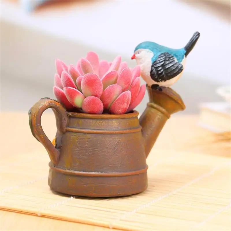 Прекрасный цветочный горшок из смолы пасторальный душ с птицами Kawaii Zakka