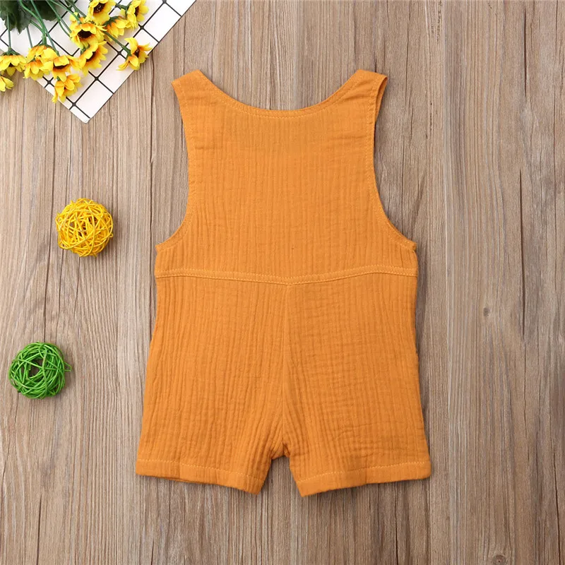 

PUDCOCO Newest Baby Boy Girls Infant Solid Cotton Rompers Summer Kids Jumpsuit Outfits Sunsuit Beach Play Clothes 0-24M