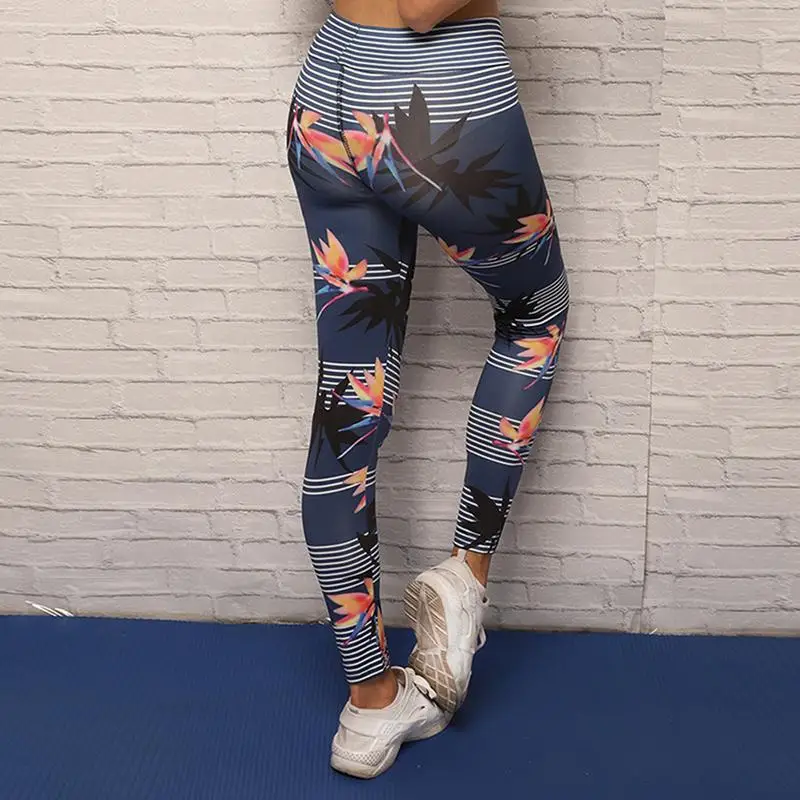 2018 New Arrival Plant Printed Women's Yoga Pants Sports Exercise High Waist Elastic Comfortable | Спорт и развлечения