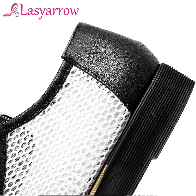 Женские туфли на платформе Lasyarrow Летние Стильные повседневные сетчатые лоферы