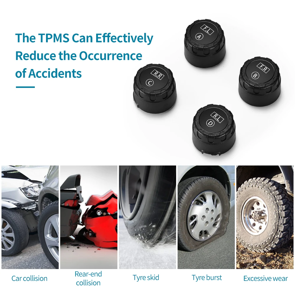 Солнечная энергия автомобиля TPMS 4 внешние датчики беспроводная система контроля
