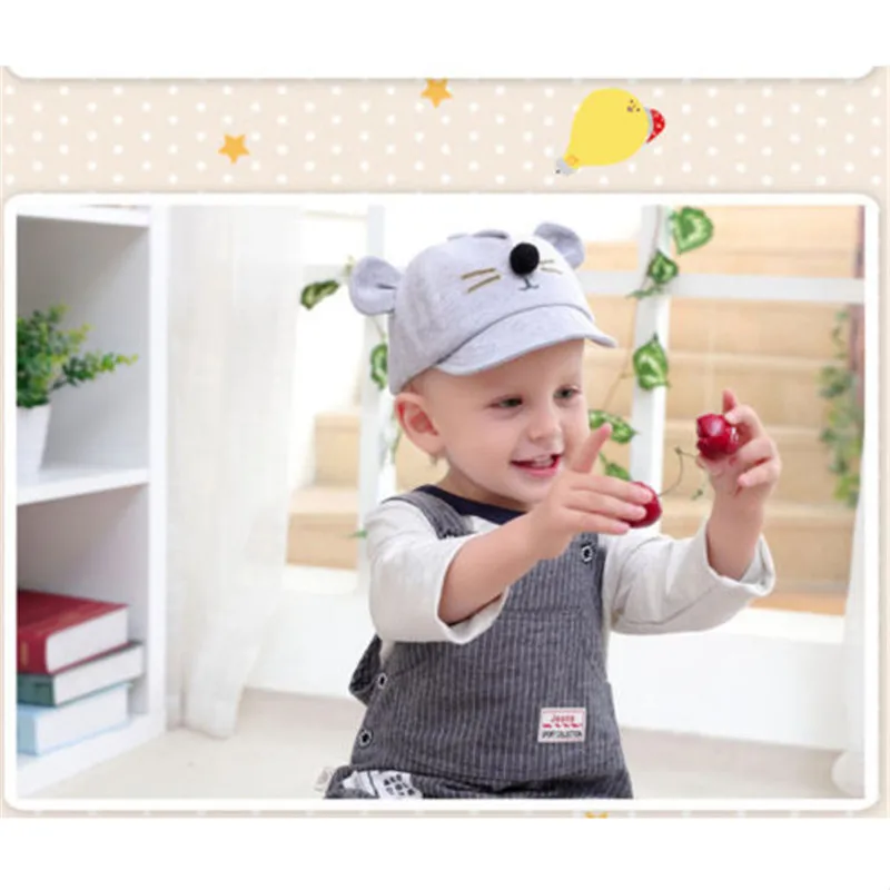 2-5Years Baby Boys Girls Mouse Ear Caps Hat Cute Kids Baseball Cap Beret Sun Newborn Peaked Snapback Casquette | Детская одежда и