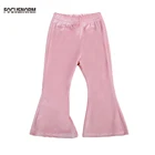 Штаны эластичные вельветовые для девочек, широкие, расклешенные