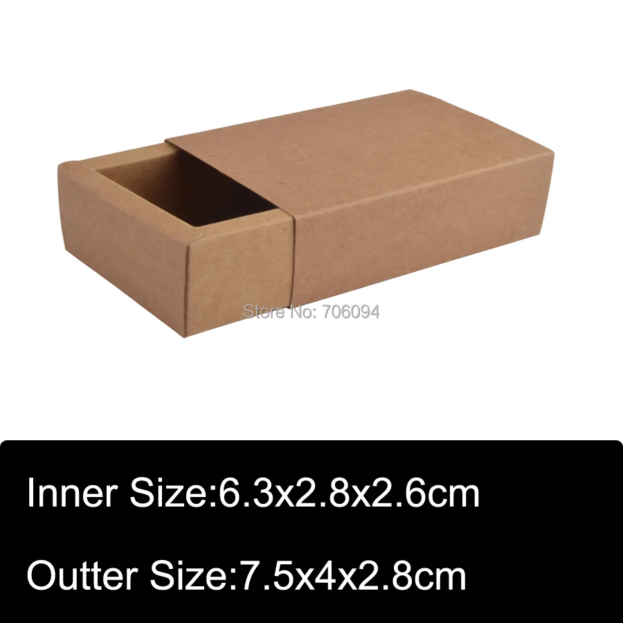 

100 шт., 7,5*4*2,8 см, коробка из крафт-бумаги, коричневые крафтовые подарочные коробки ручной работы
