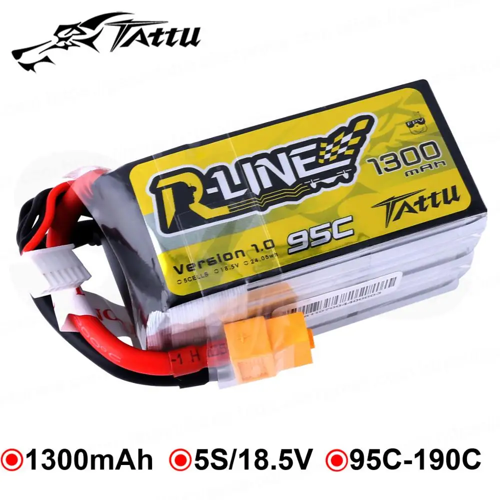 TATTU-Bater&iacute;a Para Dron de carreras RLipo, pila de 18,5 V, 1300mAh, 95C, 5S, para XT60, enchufe, RLine, FPV, cuadric&oacute;ptero, helic&oacute;ptero, Lipo-0