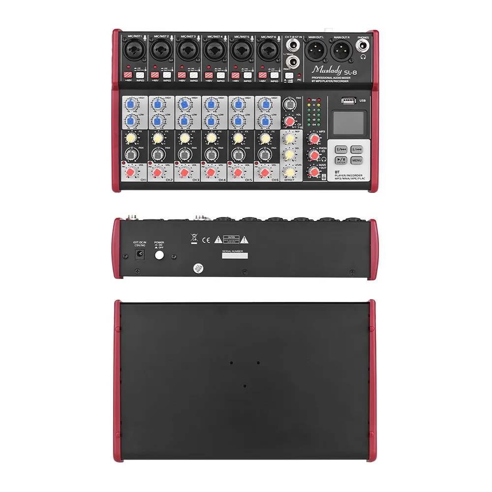 Muslady SL-8 8-канальный миксер микшерный пульт 2-полосный эквалайзер встроенный 48В