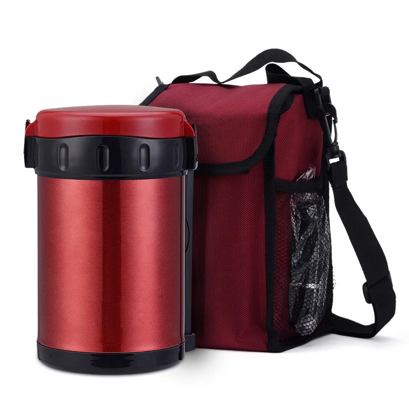 

1800ml Food Container With Inox Bowl Portable Bag Vacuum Jar Thermos Soup Mug