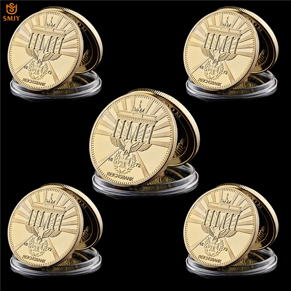 

5Pcs 1872 German Deutsche Reichsbank Gold 999/1000 Liberty Eagle Euro Commemorative Coin Collection