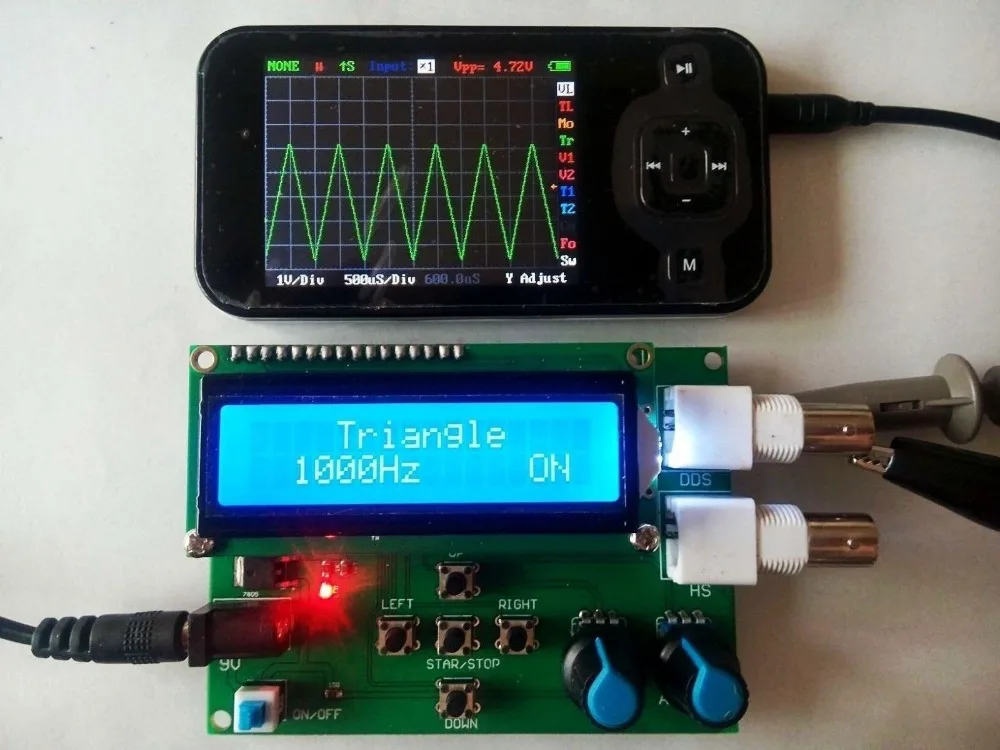 

DYKB DDS Function Signal Generator Module Sawtooth Triangle Wave Sine Square Sawtooth Wave 1Hz-65534Hz DC 7V-9V LCD Display