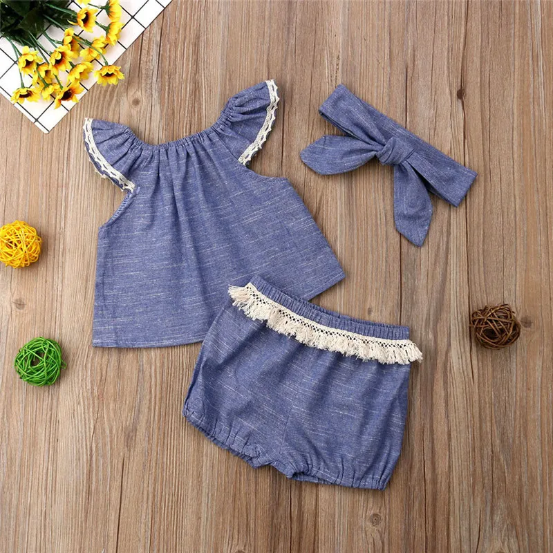 Boho для новорожденных летняя одежда малыша Детская Хлопковая девочек без рукавов
