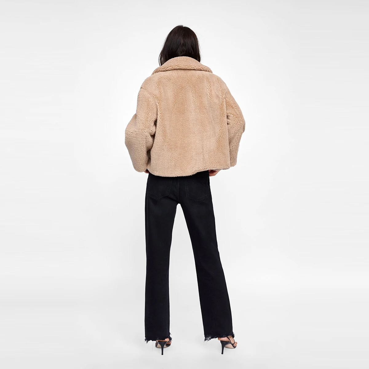 HDY haoduoyi Lapel Single-breasted Double Patch Pocket Autumn And Winter Thick Imitation Fur Sweet Girl Jacket | Женская одежда