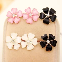 trendy acrylic cherry blossom unique piercing stud earrings kawaii for women girl jewelry white pink black filled fairy earrings