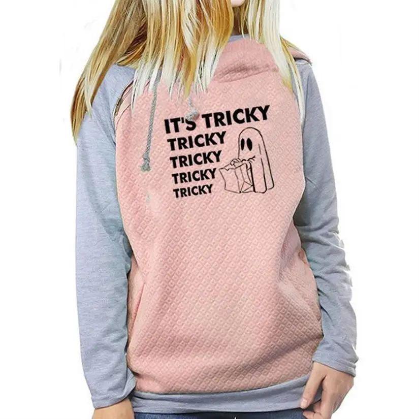 

Letters Print Zipper Decoration Hoodies For Women Sweatshirts Kawaii Femmes Hoodies Women Pockets Print Loose Female Creative