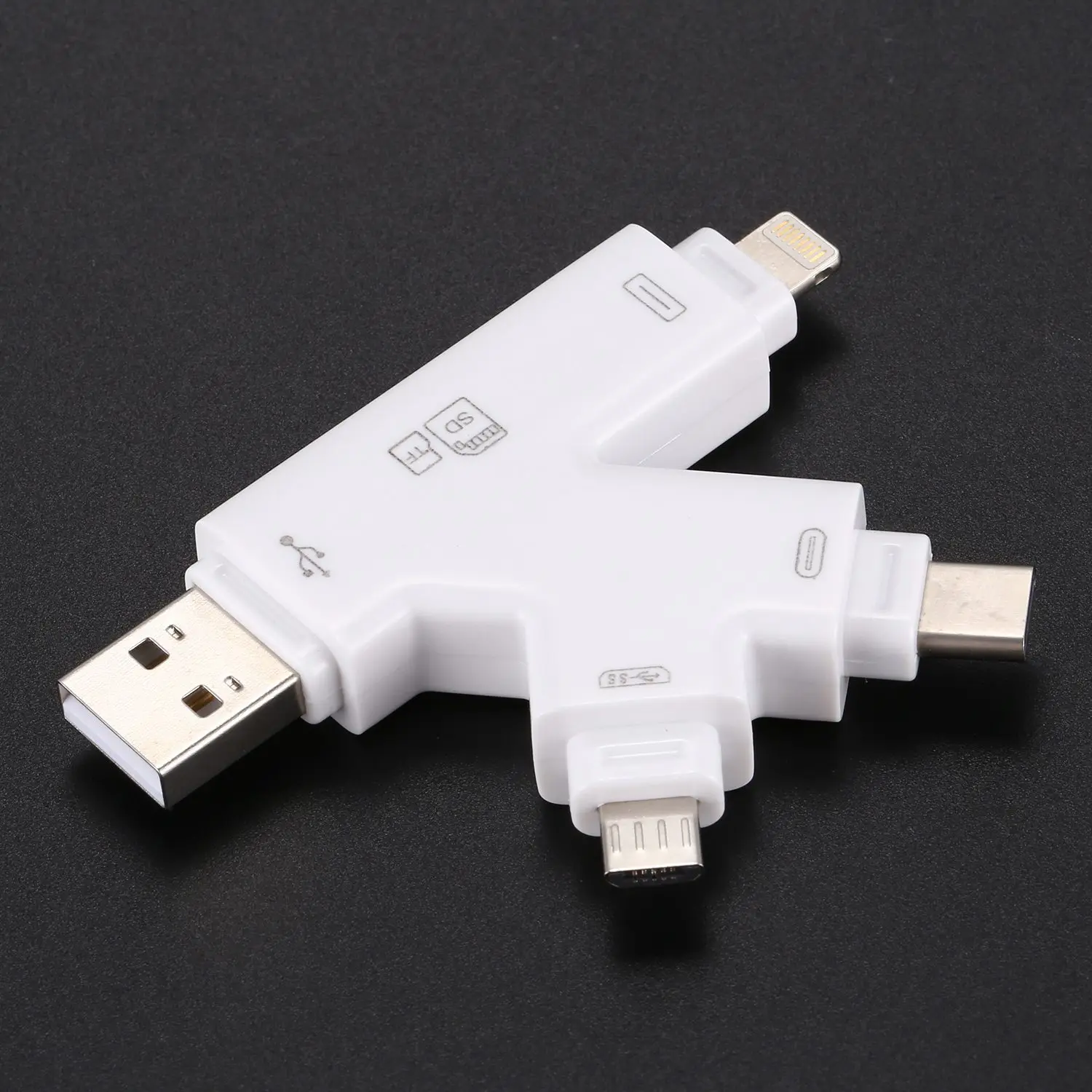 4 в 1 Micro Sd кард ридер с разъемом Lightning/Usb/Micro Usb/Тип C разъем для Iphone Ipad Android Тип
