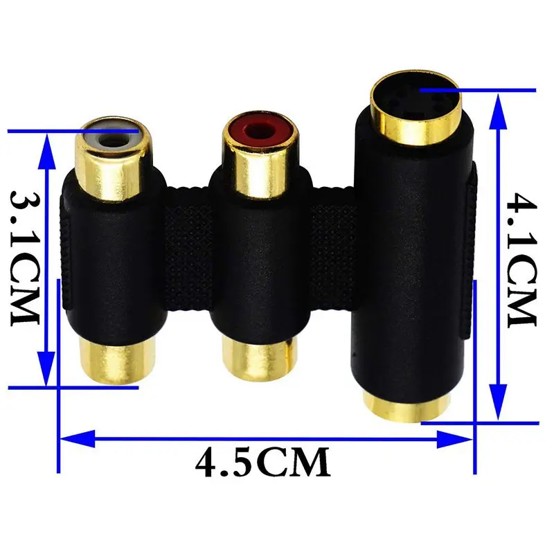 2RCA & S VHS гнезда на муфты позолоченные 2 RCA гнездо 4 контактный мини DIN Video гнездовой
