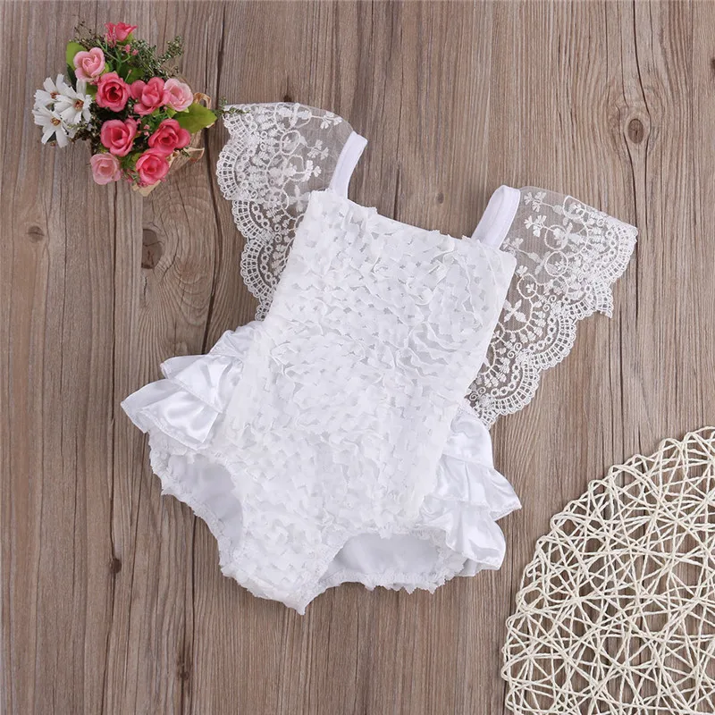 

Toddler Infant Baby Girl Clothes Lace Floral Bodysuit Ruffle Bow Sleeveless Cake Sunsuit Outfits Birthday Christmas Bodysuit