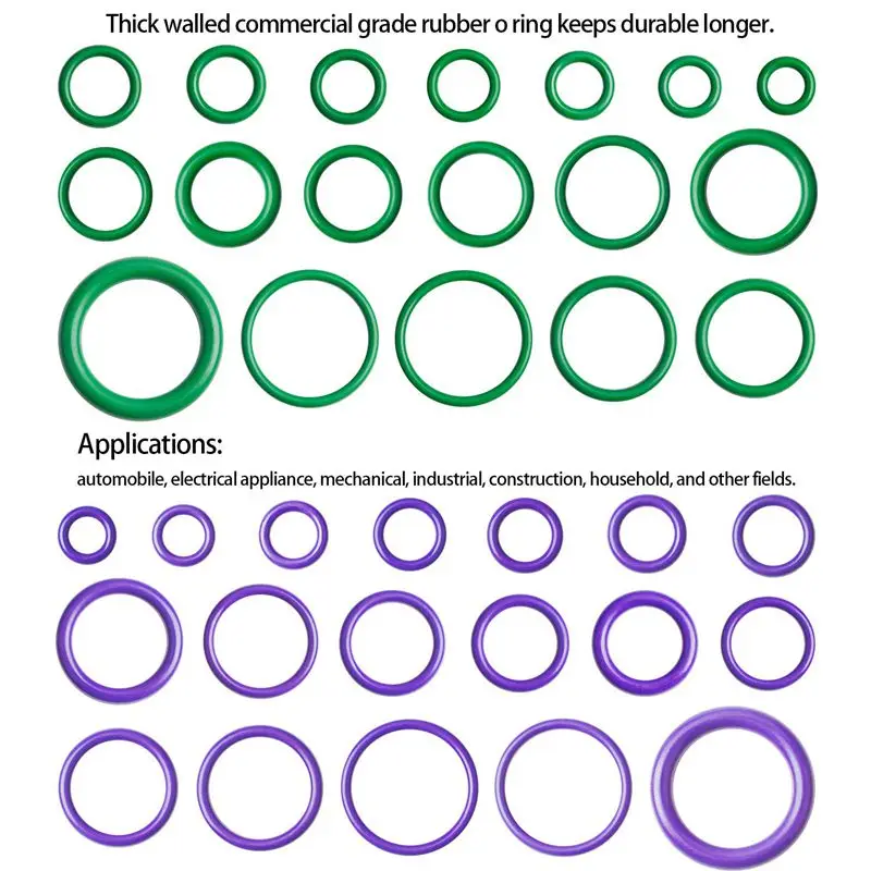 540 Pcs /18 Sizes Rubber O Rings Green/Purple Sealing Washer Assortment Kit For Plumbing Automotive General Repair With Cas |
