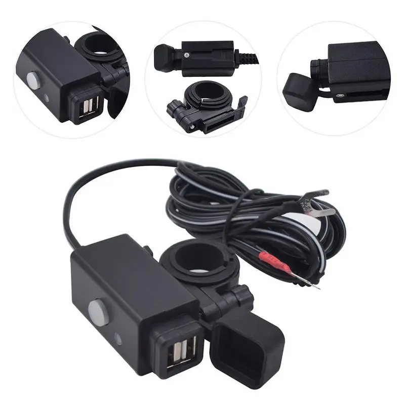 Двойной USB Порты и разъёмы 12 V-24 V Водонепроницаемый мотоцикл руль Зарядное