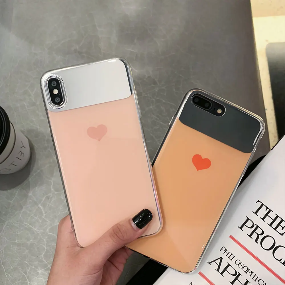 KISSCASE Mirror Love Heart Case For X XS Max XR iPhone 6 6S 7 8 Plus Candy Color Cases Soft TPU Cover Capa |