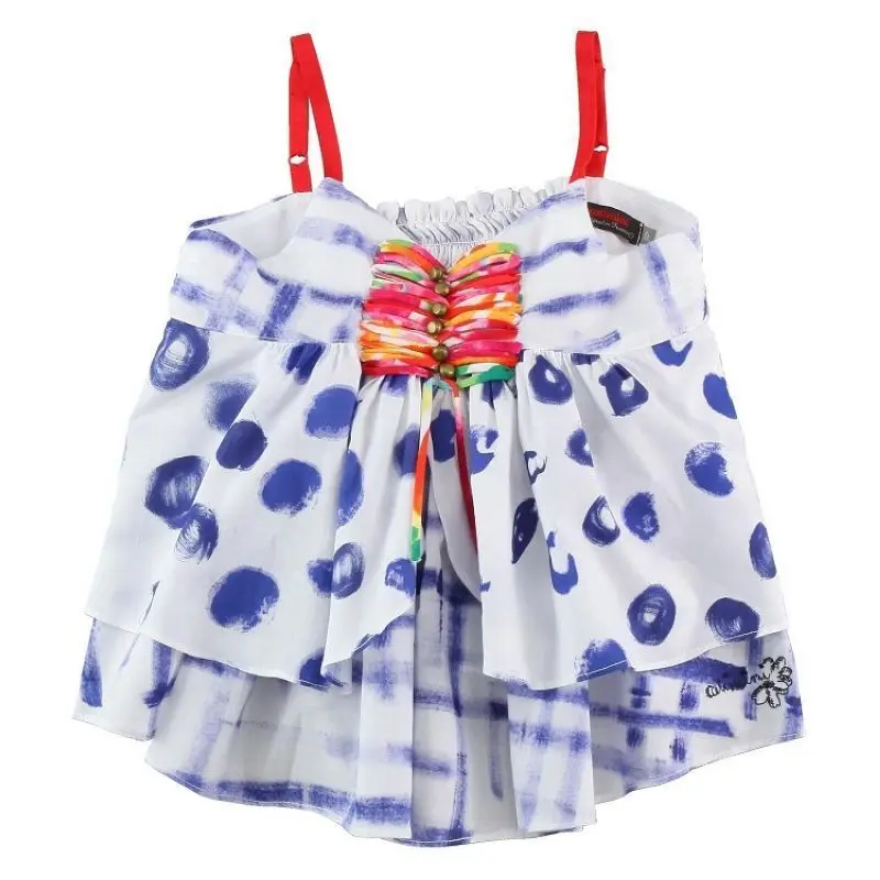 

New Pattern Girl Baby In Will Child Children Classic Fund Blue And White Porcelain Camisole Unlined Upper Garment 4-10 Year