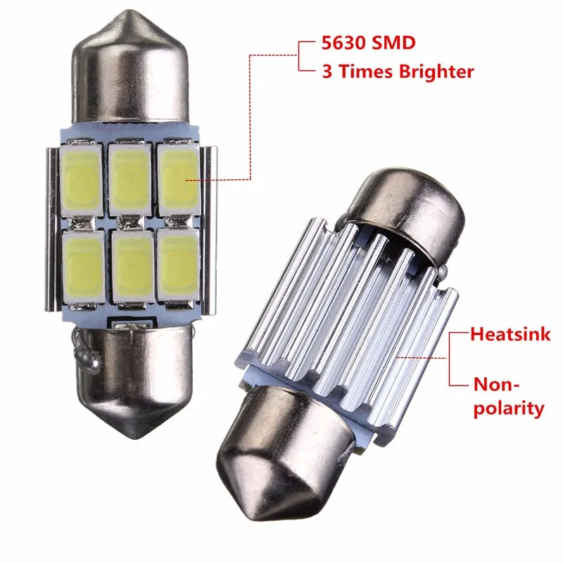 CLAITE 31 мм 5630 6 SMD гирлянда LED внутренняя Карта Купол лампы DE3175 3022 3021 2 Вт белый 1 шт