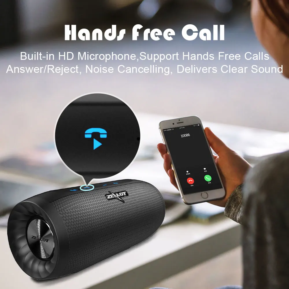 Zealot S16 портативная Bluetooth колонка уличная Беспроводная басовая 3d стереозвук