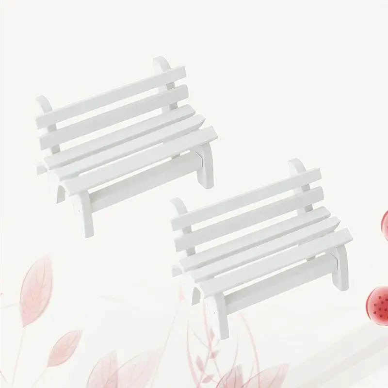 2 шт. белый деревянный микро миниатюрный маленький Пейзаж орнамент двойной стул