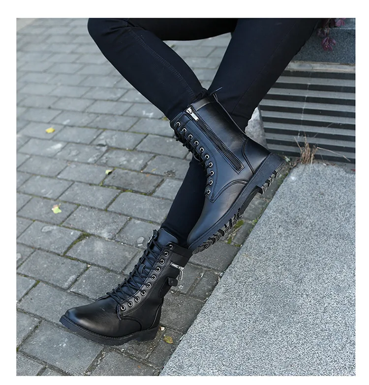 Модные мужские мотоциклетные ботинки для отдыха однотонные ботильоны на